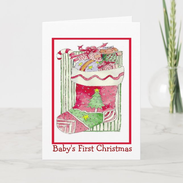 Cartão De Festividades Baby Girl First Christmas - Greeting Card (Frente)