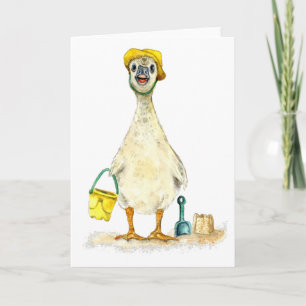 Cartão De Festividades Baby Gosling na praia