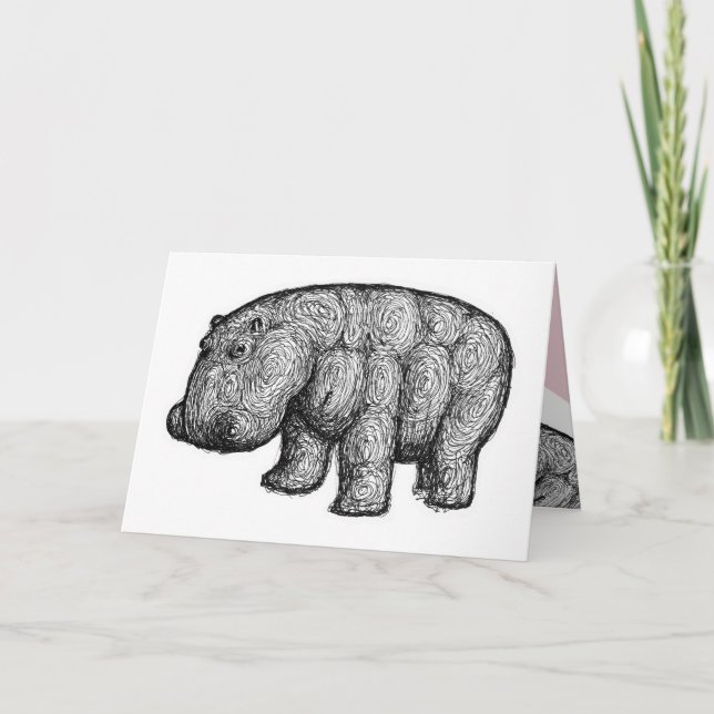 Cartão De Festividades Baby Hippo Love Namorados Card (Frente)