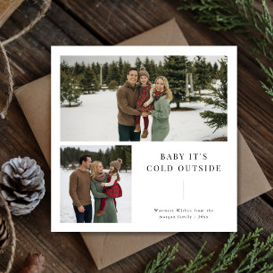 Cartão De Festividades Baby It's Fold Outside Family 2 Photo Christmas