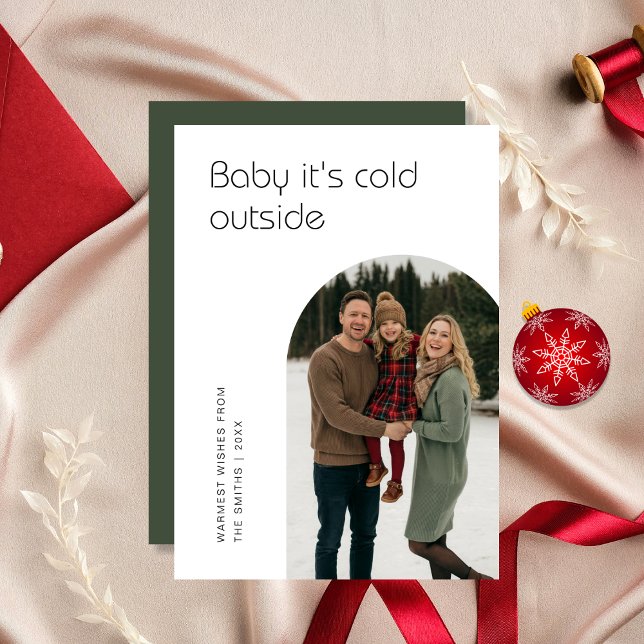 Cartão De Festividades Baby It's Fold Outside Modern Arch Family Photo (Criador carregado)