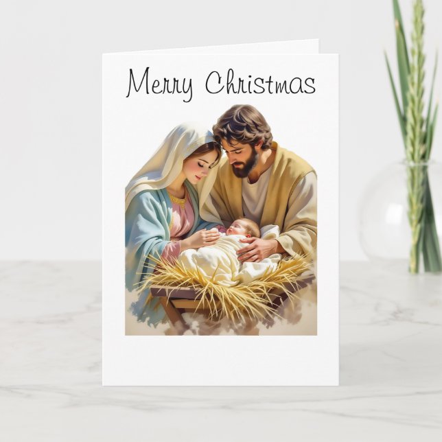 Cartão De Festividades Baby Jesus Christmas Folded Holiday Card (Frente)
