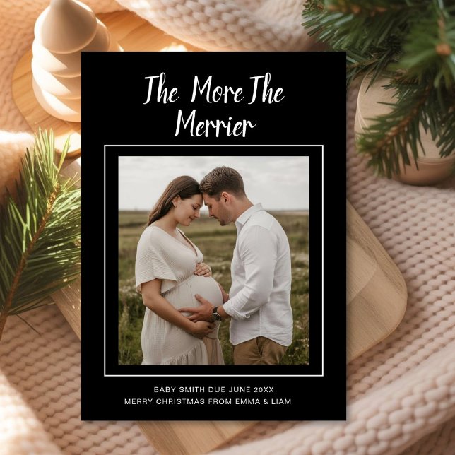 Cartão De Festividades Baby Joy on the Way | Christmas Photo Announcement (Criador carregado)