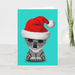 Cartão De Festividades Baby Koala Vestindo um Papai Noel