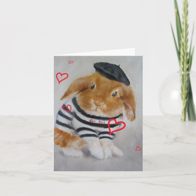 Cartão De Festividades Baby Rabbit Valentine's Day Card (Frente)