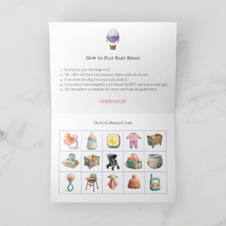 Cartão De Festividades Baby Shower Bingo Game Board11. Fun Party