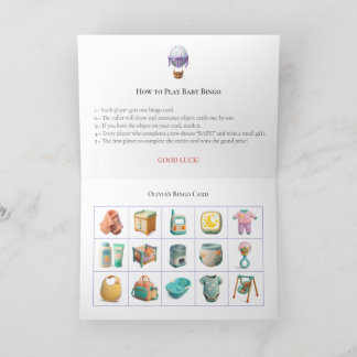 Cartão De Festividades Baby Shower Bingo Game Board12. Fun Party