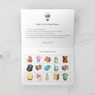 Cartão De Festividades Baby Shower Bingo Game Board13. Fun Party