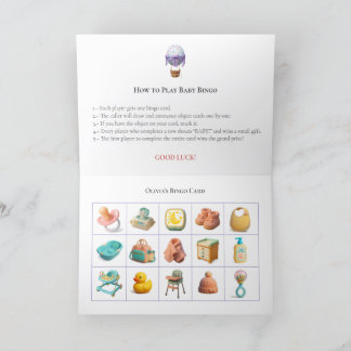 Cartão De Festividades Baby Shower Bingo Game Board14. Fun Party