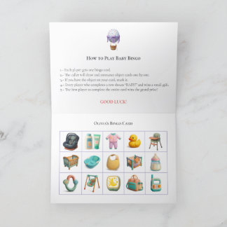 Cartão De Festividades Baby Shower Bingo Game Board19. Fun Party