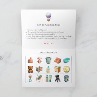 Cartão De Festividades Baby Shower Bingo Game Board3. Fun Party