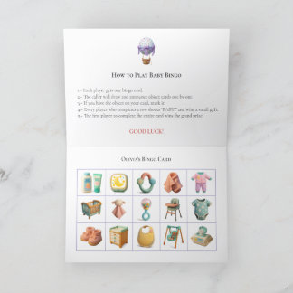 Cartão De Festividades Baby Shower Bingo Game Board4. Fun Party