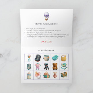 Cartão De Festividades Baby Shower Bingo Game Board5. Fun Party