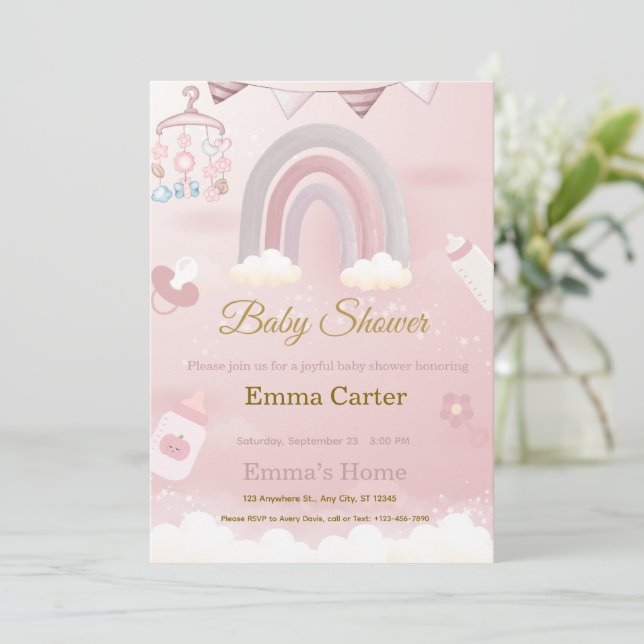 Cartão De Festividades Baby Shower Invitation (Em pé/Frente)