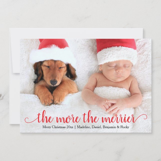 Cartão De Festividades Baby's 1st Christmas Holiday Photo Card (Frente)
