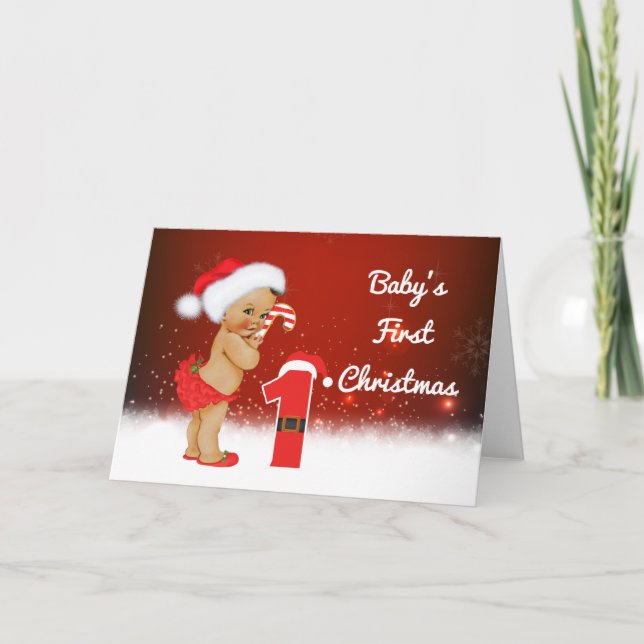 Cartão De Festividades Baby's First Birthday Christmas Card (Frente)
