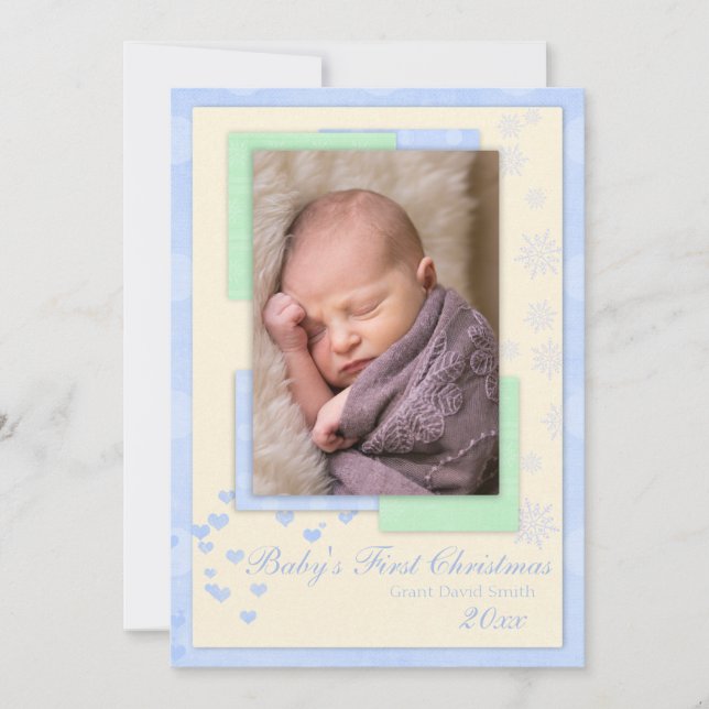 Cartão De Festividades Baby's First Christmas (boy) Christmas Card (Frente)