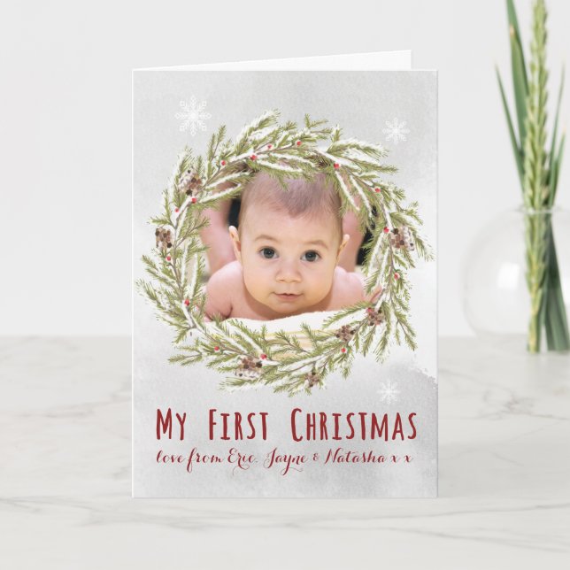 Cartão De Festividades Baby's first Christmas card (Frente)