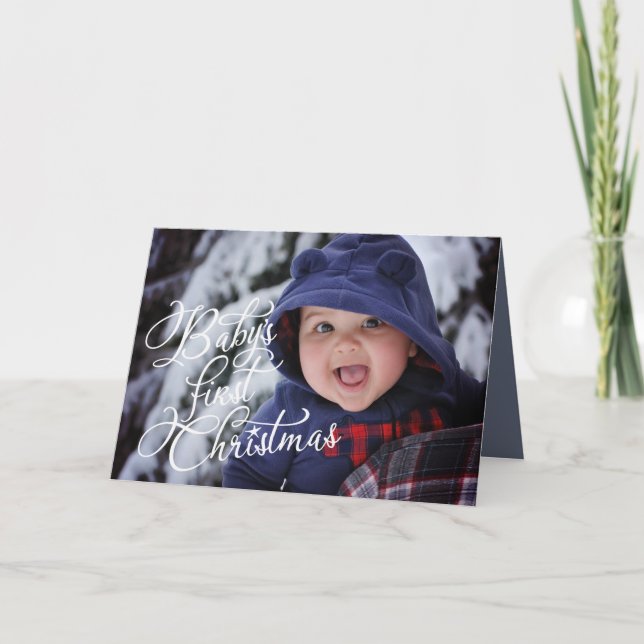 Cartão De Festividades "Baby's First Christmas" - Photo Christmas Card (Frente)
