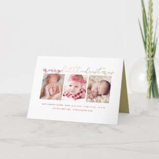 Cartão De Festividades Baby's Merry Little Christmas Cute 3 Photo Collage