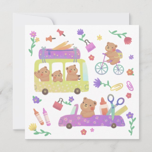 Cartão De Festividades Back to School: Teddy's Ready for School (Frente)