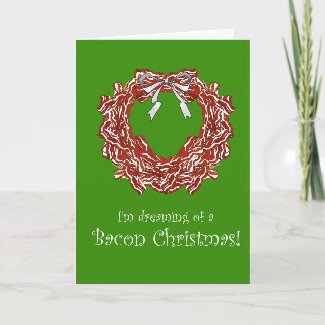 Cartão De Festividades Bacon Christmas Holiday Card (Frente)