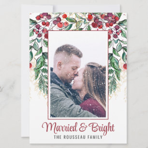 Cartão De Festividades Bagas Aquarela Sempre Verde Casados e Brilhantes