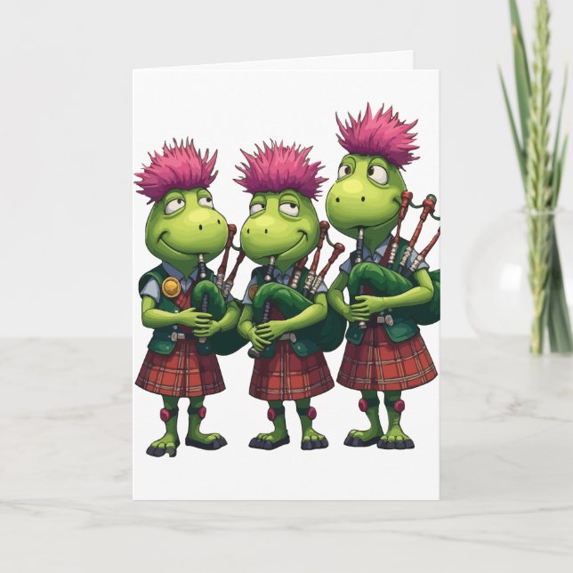 Cartão De Festividades Bagpipers para Burns Supper Scottish Greeting Card (Frente)