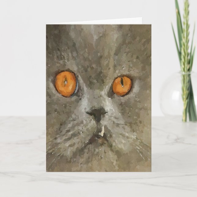 Cartão De Festividades Bah Humbug Snaggle Tooth Cat (Frente)