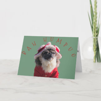 Cartão De Festividades "Bah Humpug" Engraçado Pug Papai Noel