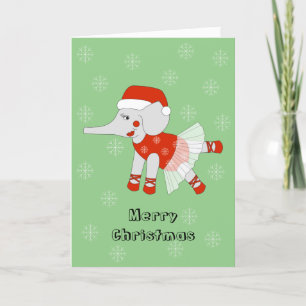 Cartão De Festividades Bailarina Elefante Natal Flocos de Neve illusima