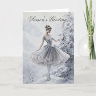Cartão De Festividades Bailarina Floco de Neve Rainha da Neve Natal