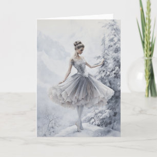 Cartão De Festividades Bailarina Floco de Neve Rainha da Neve Natal