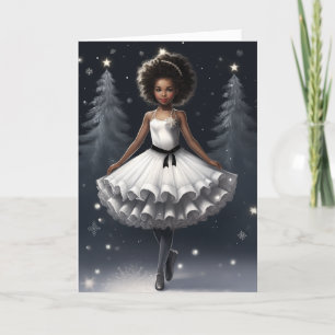 Cartão De Festividades Bailarina Floco de Neve Rainha da Neve Natal