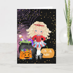 Cartão De Festividades Bailarina Irlandesa Loira Fofa de Halloween