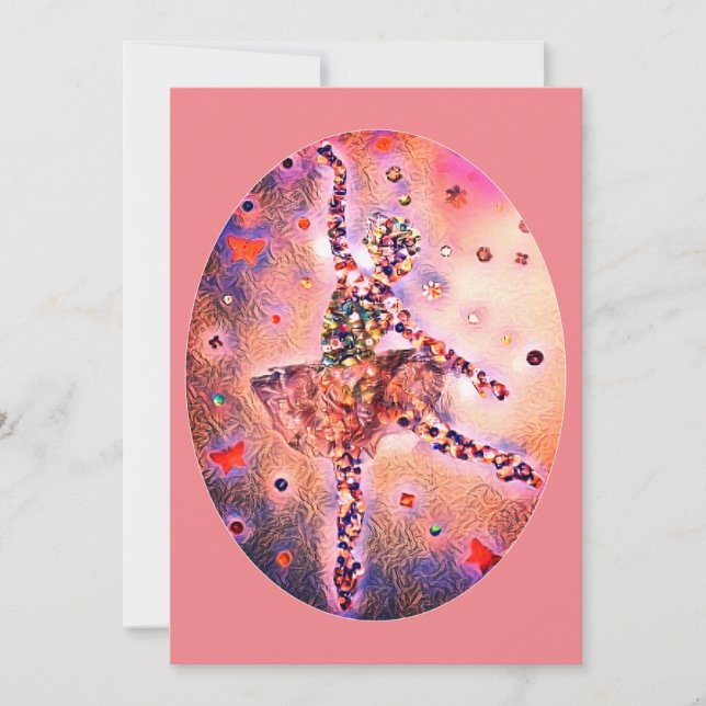 Cartão De Festividades Bailarina Rosa Fada do Açúcar de Prato Bailarina d (Frente)