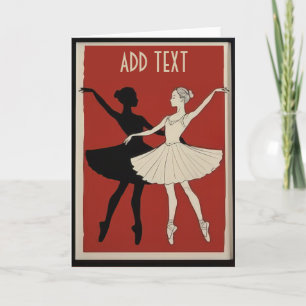 Cartão De Festividades Bailarinos de Ballet, personalize adicionar texto