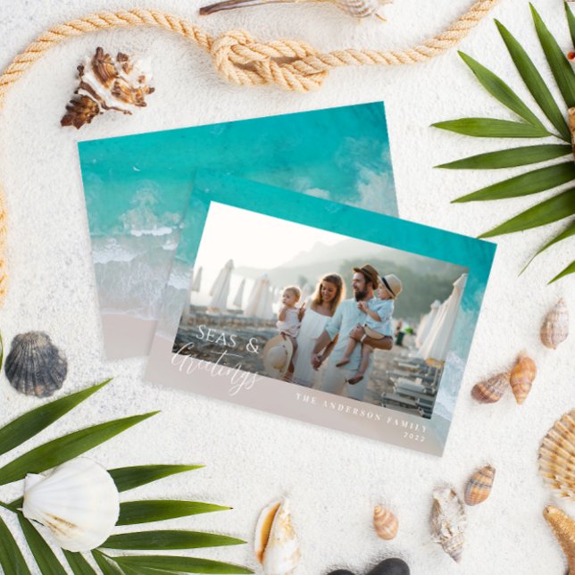 Cartão De Festividades Baixa de fotografia mínima moderna praia de Natal (Criador carregado)