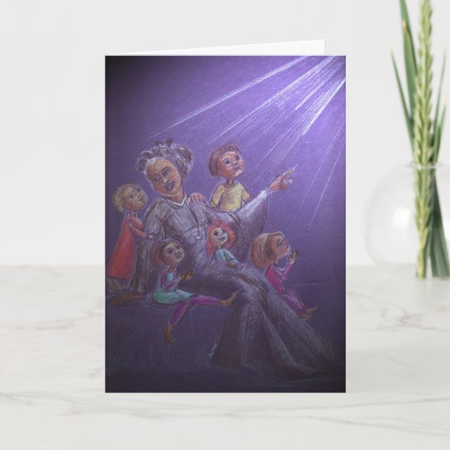 Cartão De Festividades Bakhita e crianças (Frente)