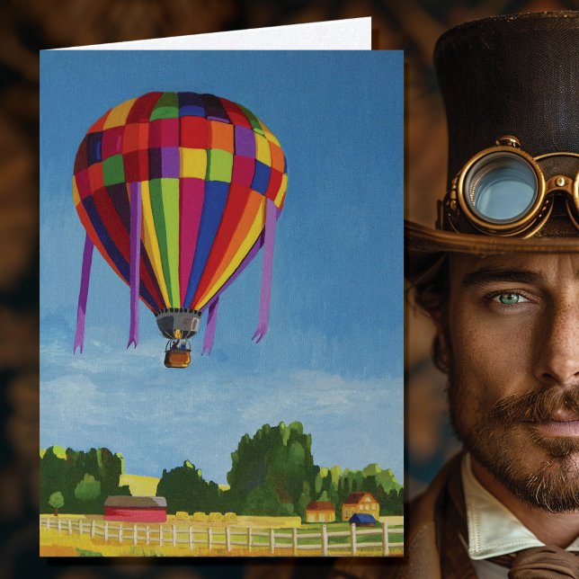 Cartão De Festividades Balão de Ar Quente Colorido (Criador carregado)