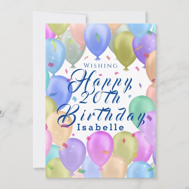 Cartão De Festividades Balão Pastel (Frente)