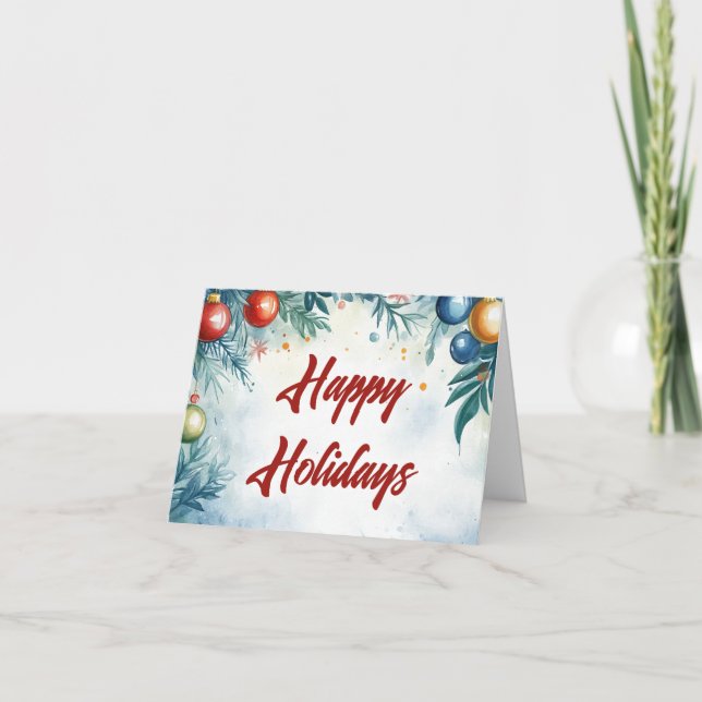 Cartão De Festividades Balas de Natal de Aquarela Personalizáveis (Frente)