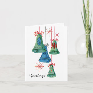 Cartão De Festividades Balas de Natal Sinos Coloridos de Férias Retroativ