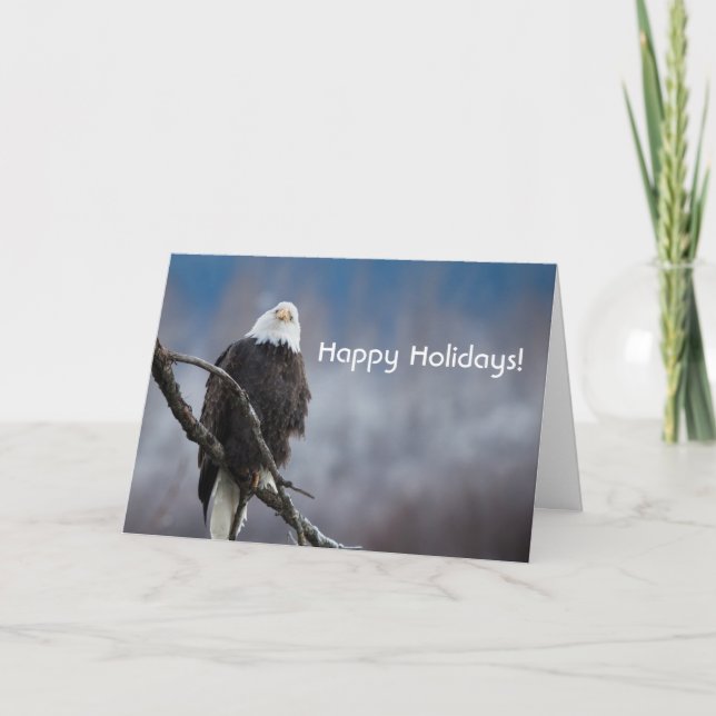 Cartão De Festividades Bald Eagle in a tree holiday card (Frente)