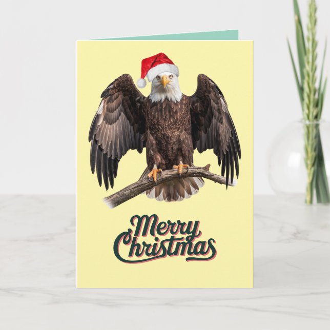 Cartão De Festividades Bald Eagle Natal (Frente)