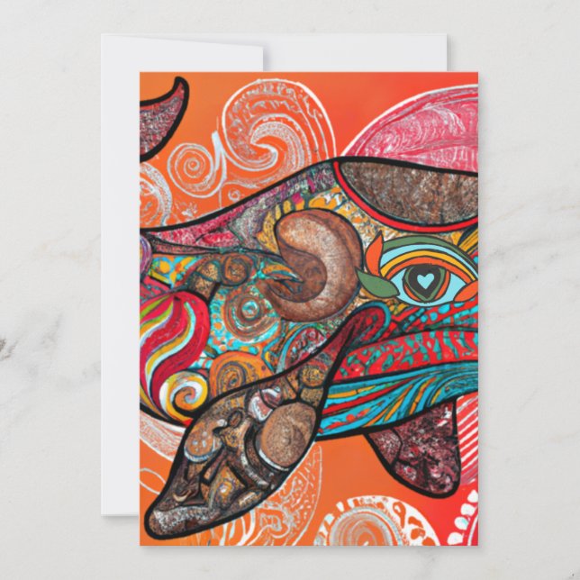 Cartão De Festividades Baleia Uau (Frente)