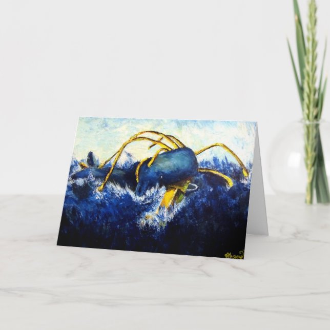 Cartão De Festividades Baleia vs. Pula Colossal Pintura Bela Original (Frente)