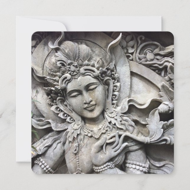 Cartão De Festividades Balinese Goddess Stone Carving Card (Frente)