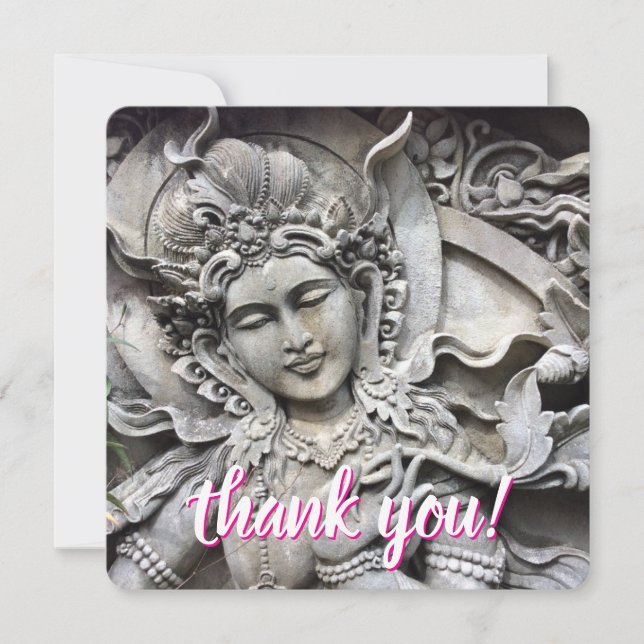 Cartão De Festividades Balinese Goddess Stone Carving Thank You Card (Frente)