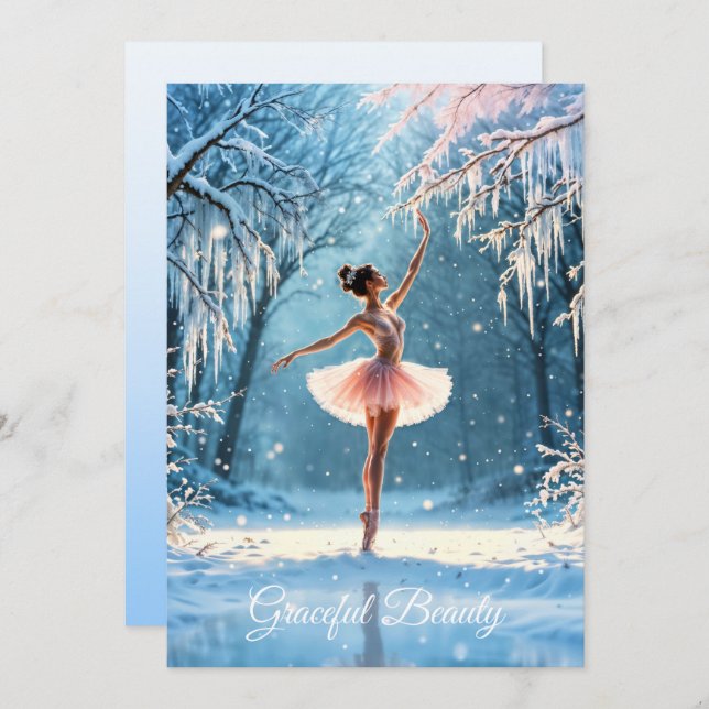 Cartão De Festividades Ballerina dança da neve inverno beleza arte (Frente/Verso)